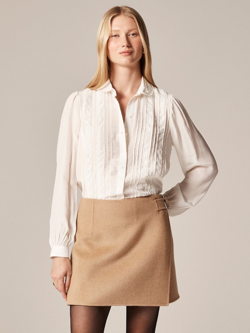 J.Crew Lace-trim Button-up Shirt with Club Collar